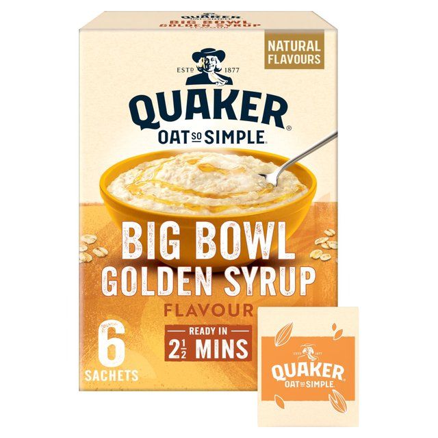 Quaker Oat So Simple Big Bowl Golden Syrup Porridge Sachets Cereal   6 per pack Food Cupboard M&S   