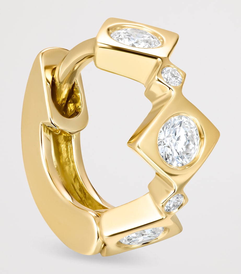 David Morris diamond triolette square hoop earring 6mm, UK version