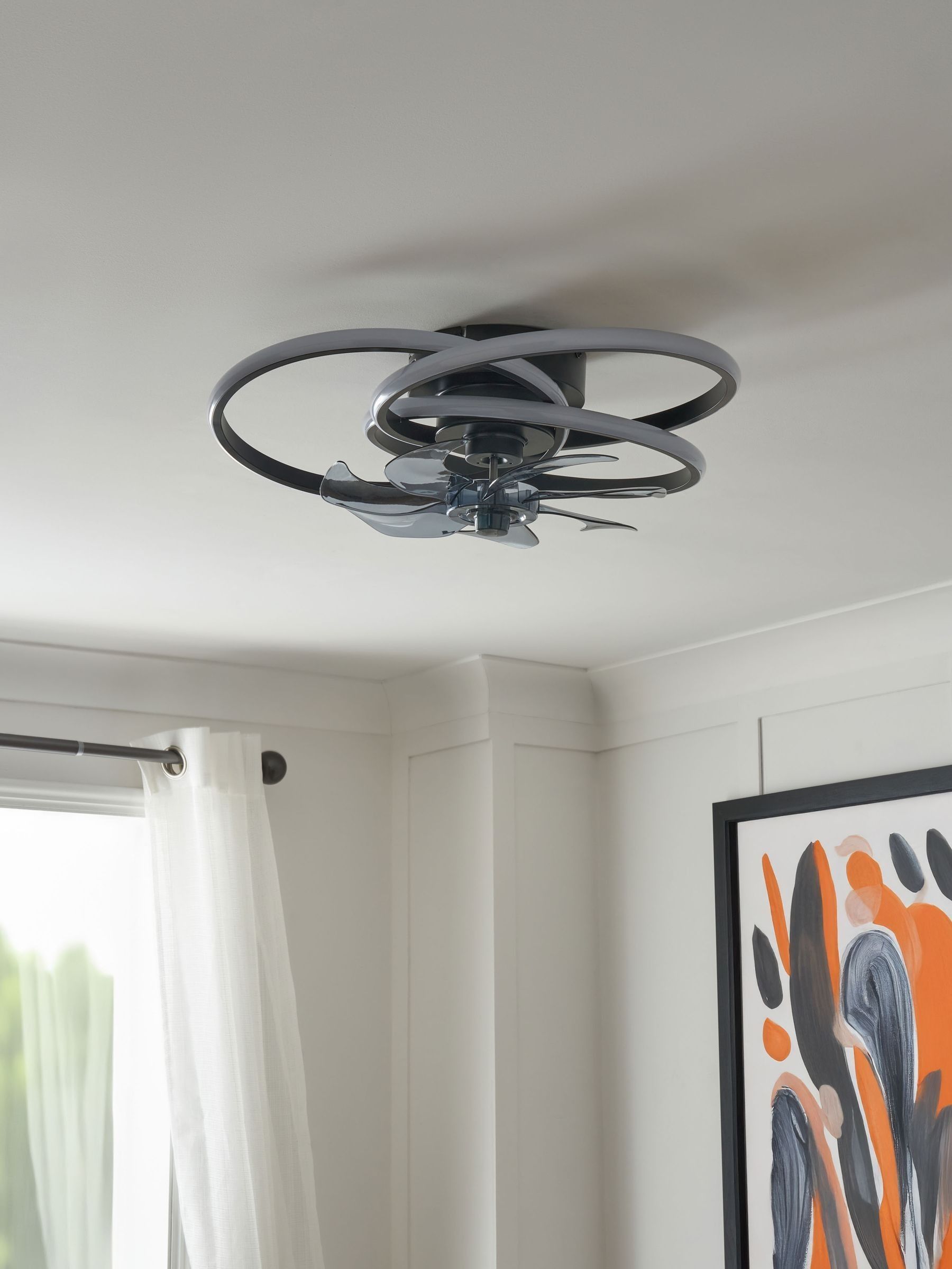 Cascade Trinity black LED ceiling fan light (British brand)