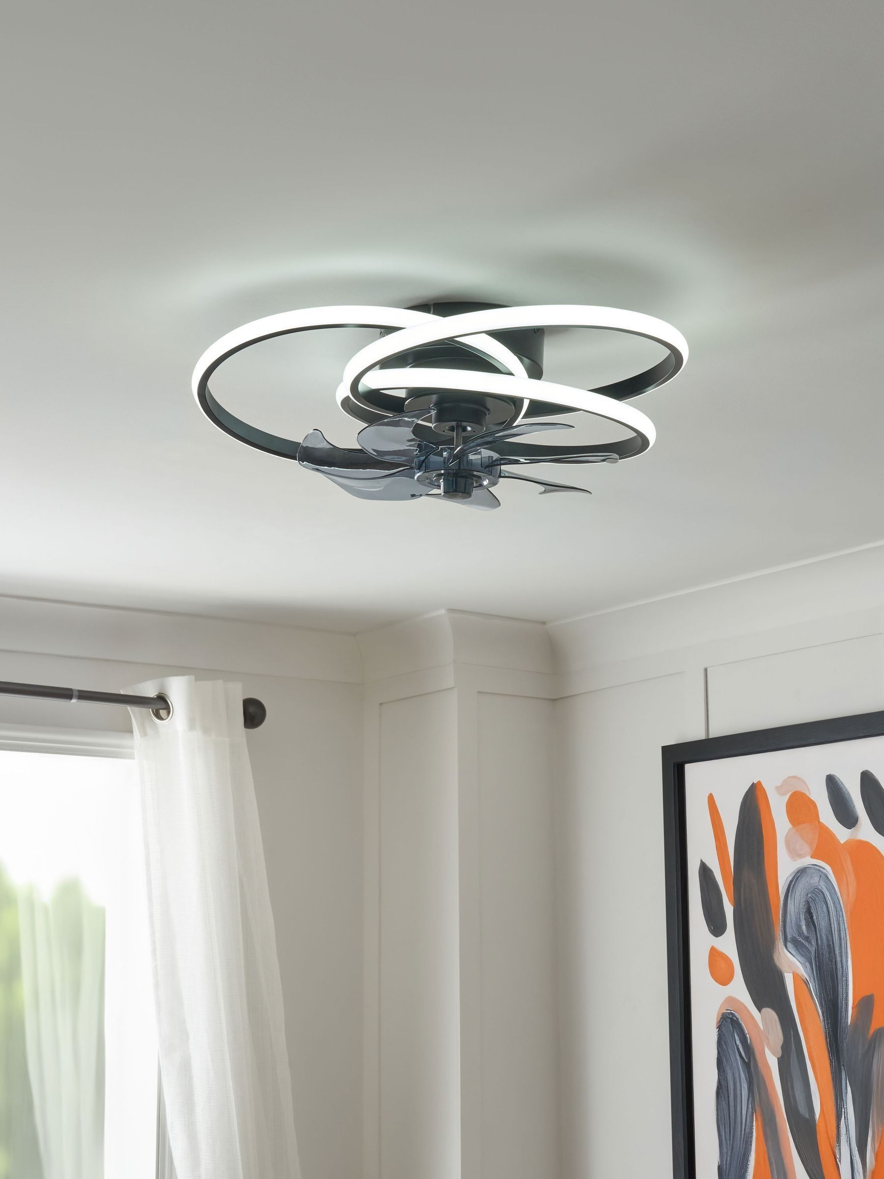 Cascade Trinity black LED ceiling fan light (British brand)