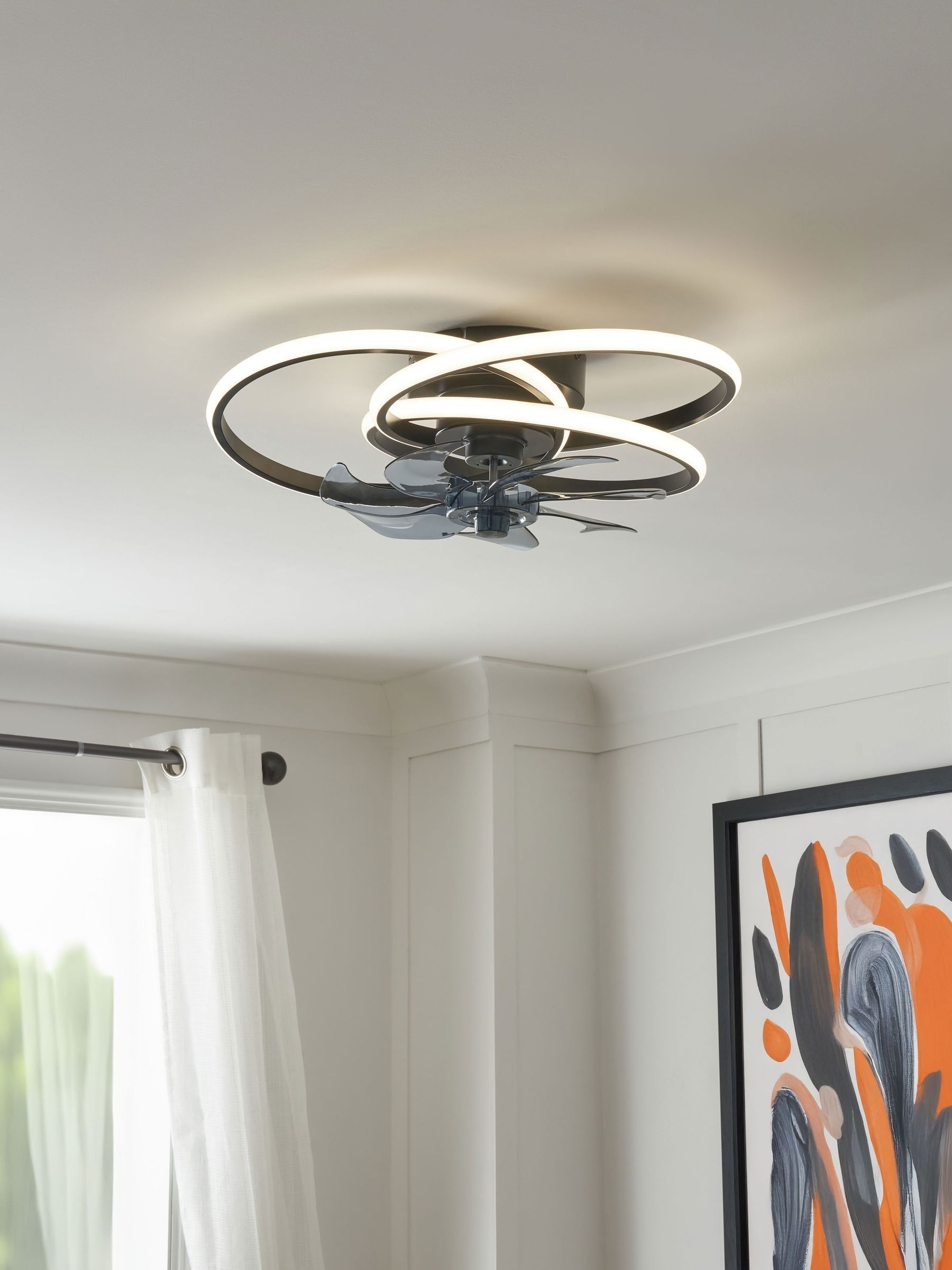 Cascade Trinity black LED ceiling fan light (British brand)