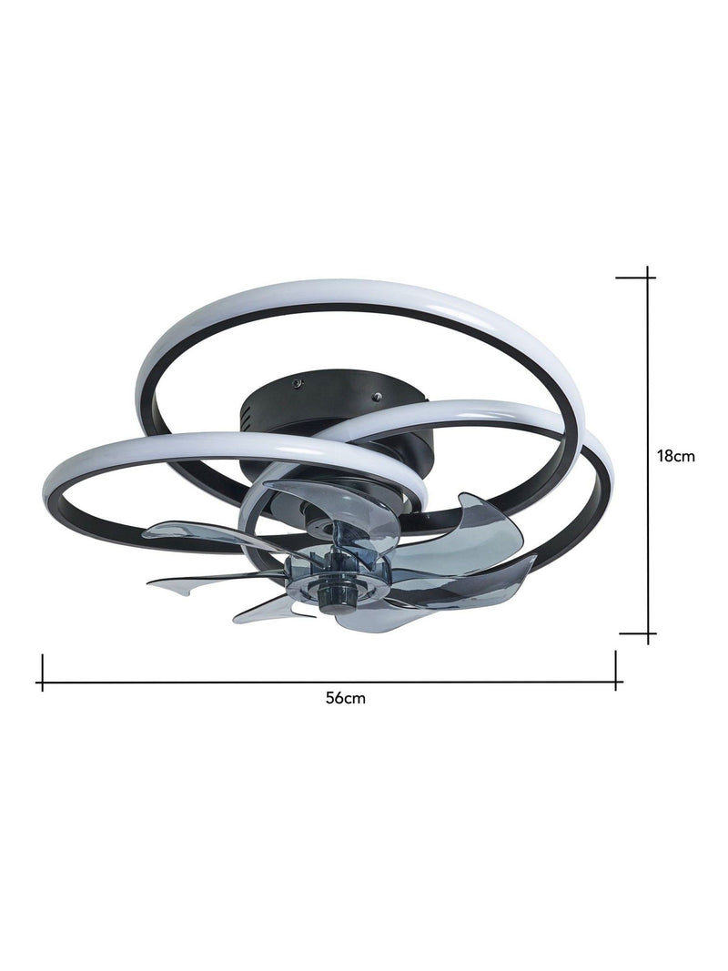 Cascade Trinity black LED ceiling fan light (British brand)