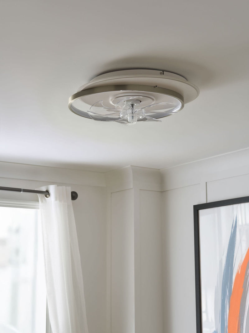 Cascade ceiling fan light in satin brass, UK version