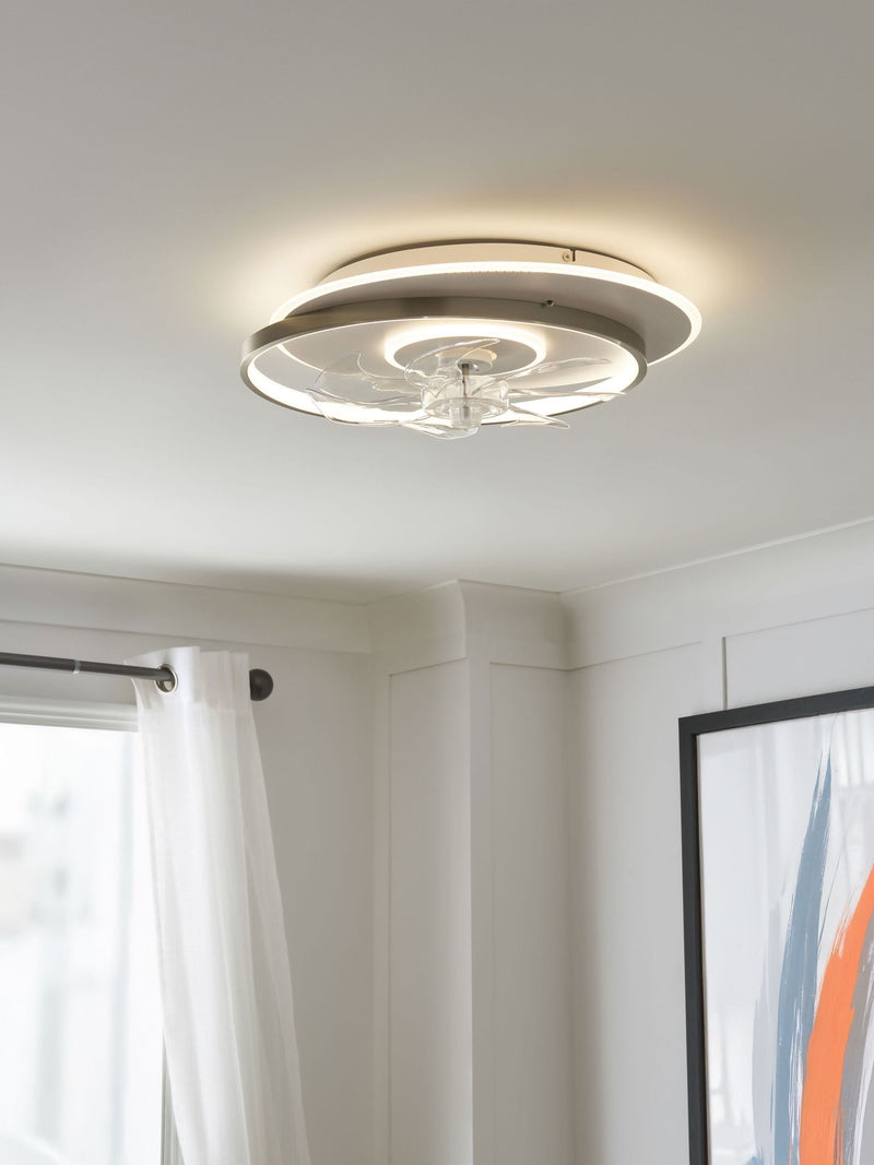 Cascade ceiling fan light in satin brass, UK version