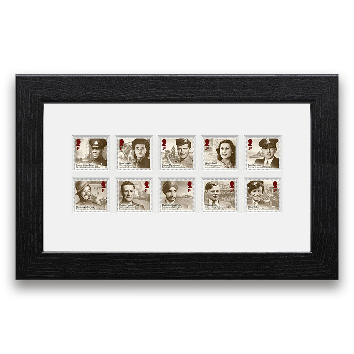 Royal Mail framed stamp set WWII Stories, UK version