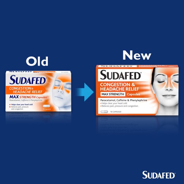 Sudafed Congestion & Headache Relief Capsules 16s GOODS Superdrug   