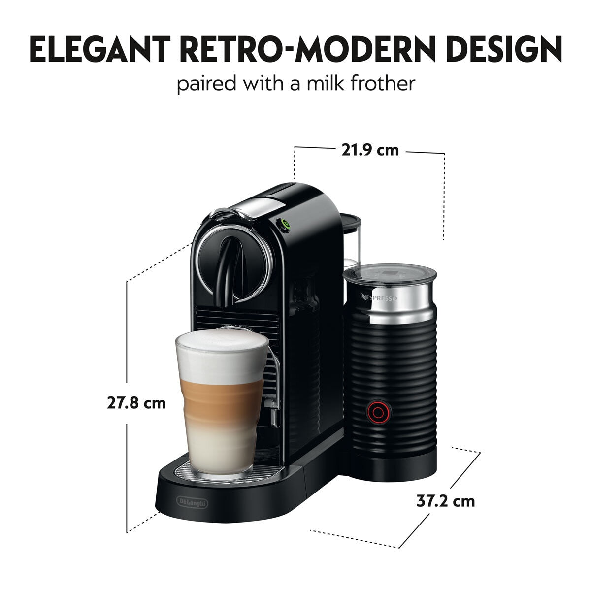 De'Longhi Nespresso Citiz coffee machine with Aeroccino milk frother - British product