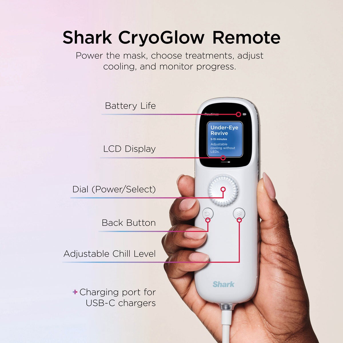 Shark CryoGlow LED anti-ageing mask Blue Frost, imported from the UK
