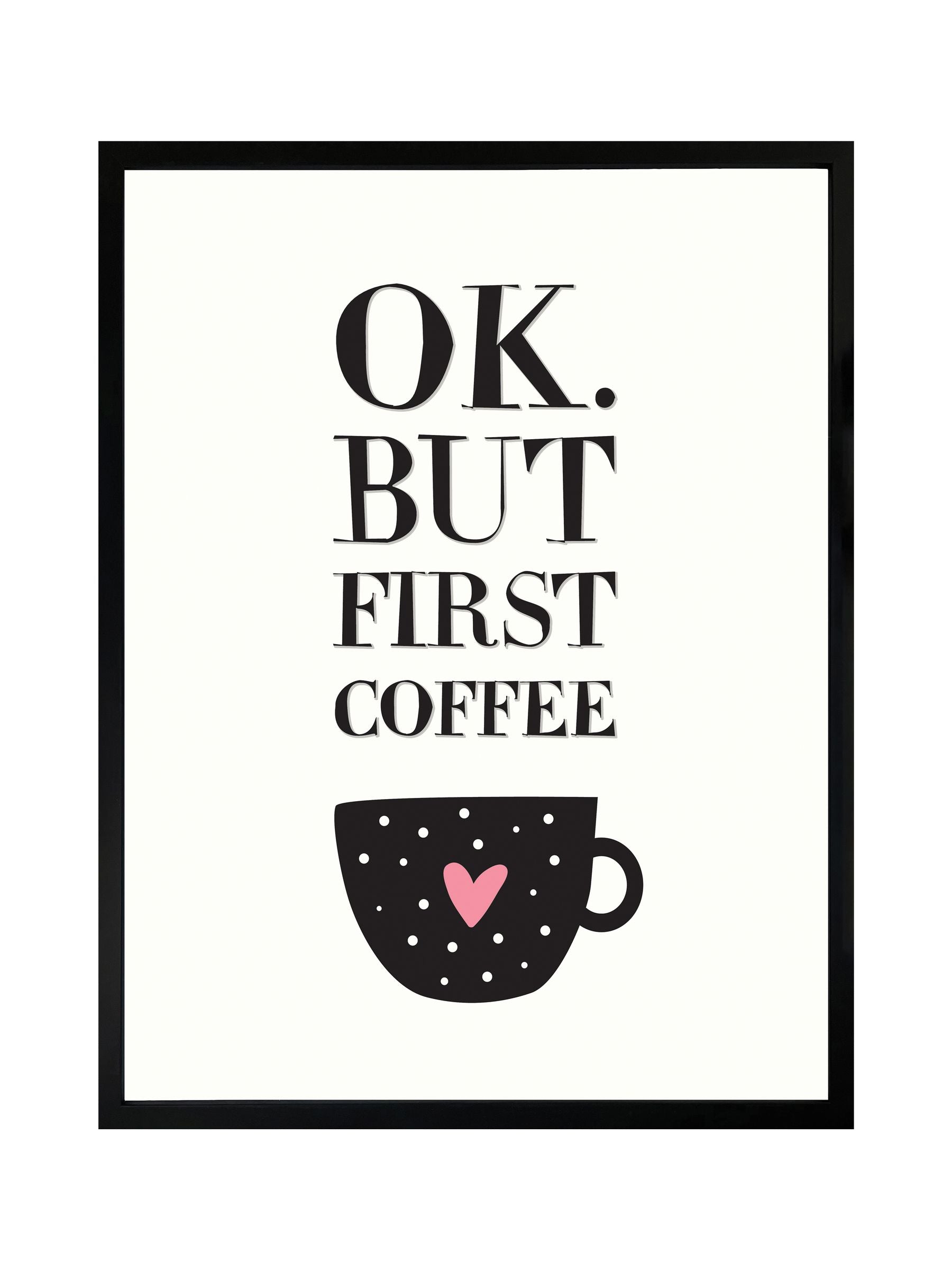 Brookpace Lascelles framed wall art coffee quote 21x17, imported from the UK