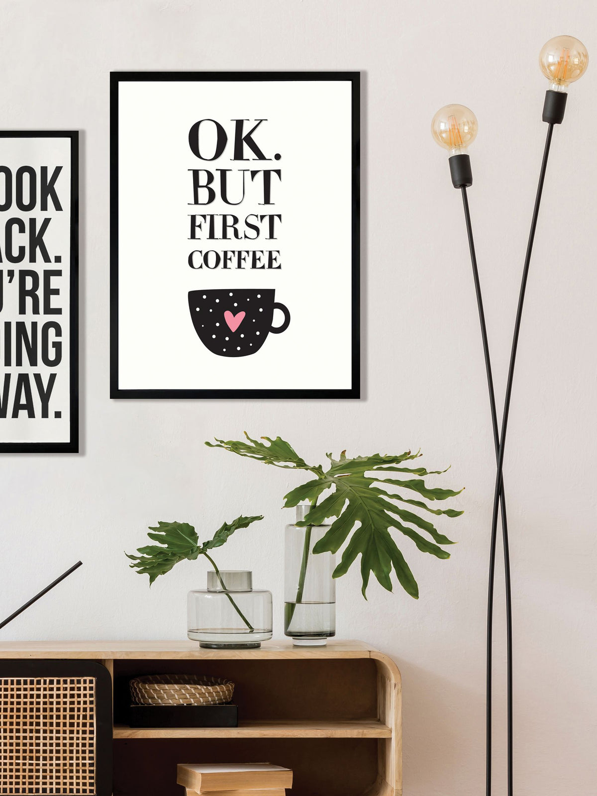 Brookpace Lascelles framed wall art coffee quote 21x17, imported from the UK