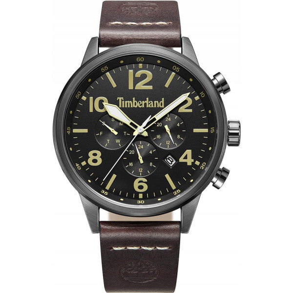 Timberland Myrtle men's watch black leather strap alloy case, imported from the UK