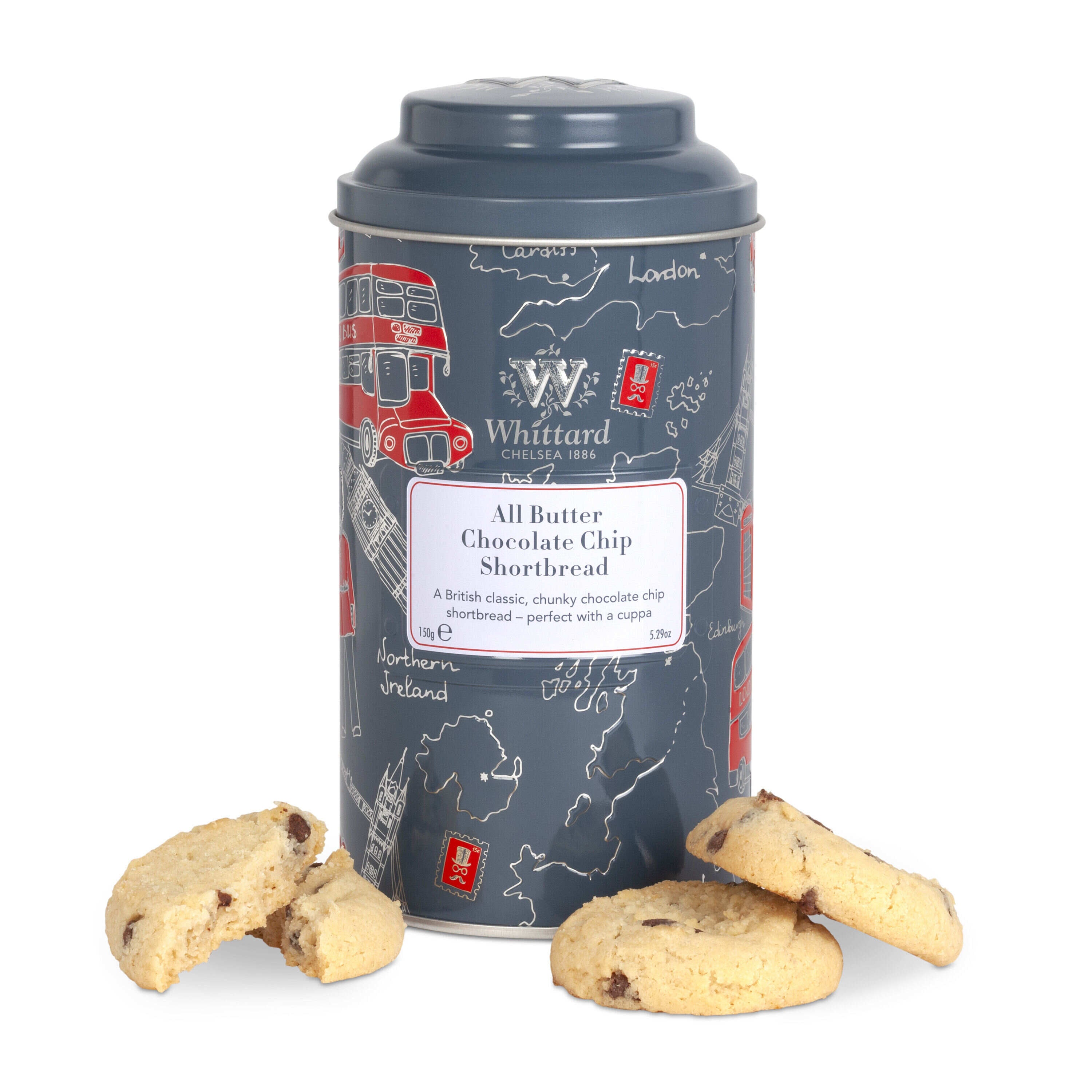 All butter chocolate chip shortbread in collectible tin - British product