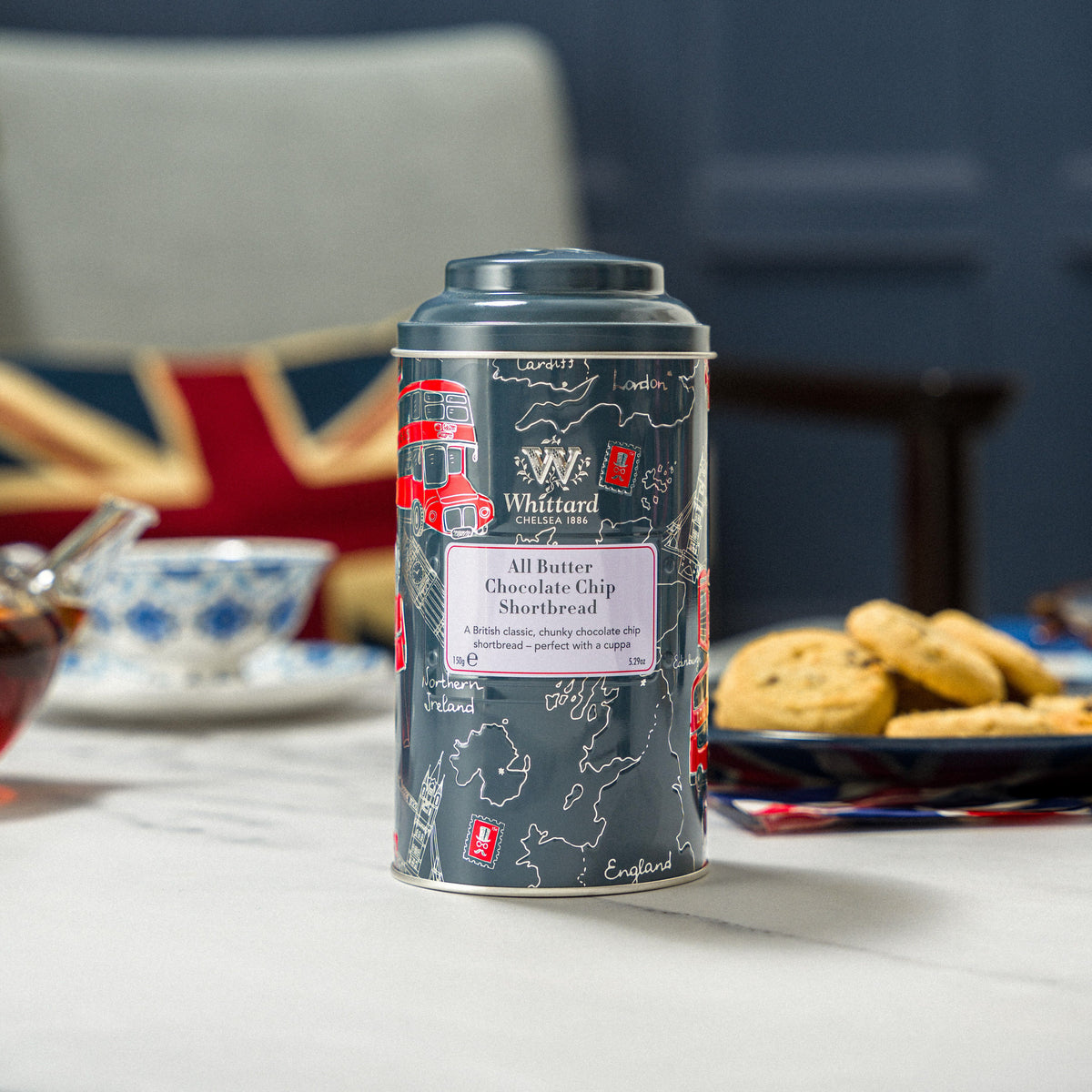 All butter chocolate chip shortbread in collectible tin - British product