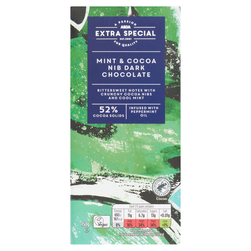 ASDA Extra Special Mint & Cocoa Nib Dark Chocolate Sharing Bar