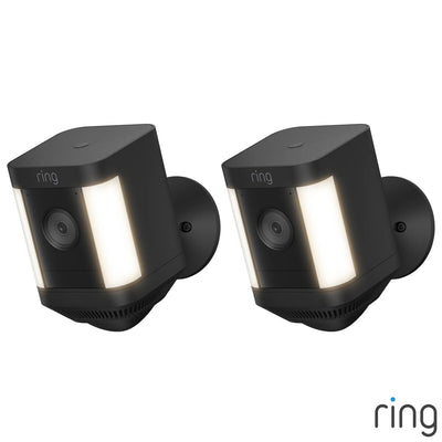 Ring Battery Spotlight Cam Plus Black Outdoor Security Camera 2 Pack