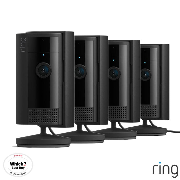 Ring Wired Indoor Camera 4 Pack Black, imported from the UK