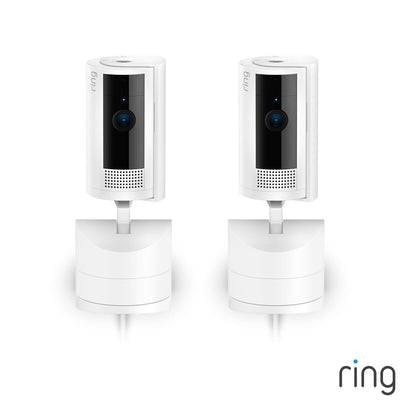 كاميرا مراقبة داخلية Ring Pan-Tilt باللون الأبيض عبوتين