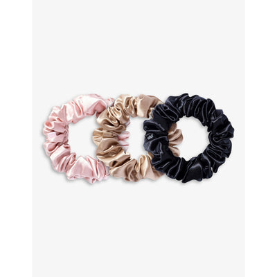 selfridges Slip Silk Scrunchies Assorted/Black Pack of Three- Buy online at McGrocer