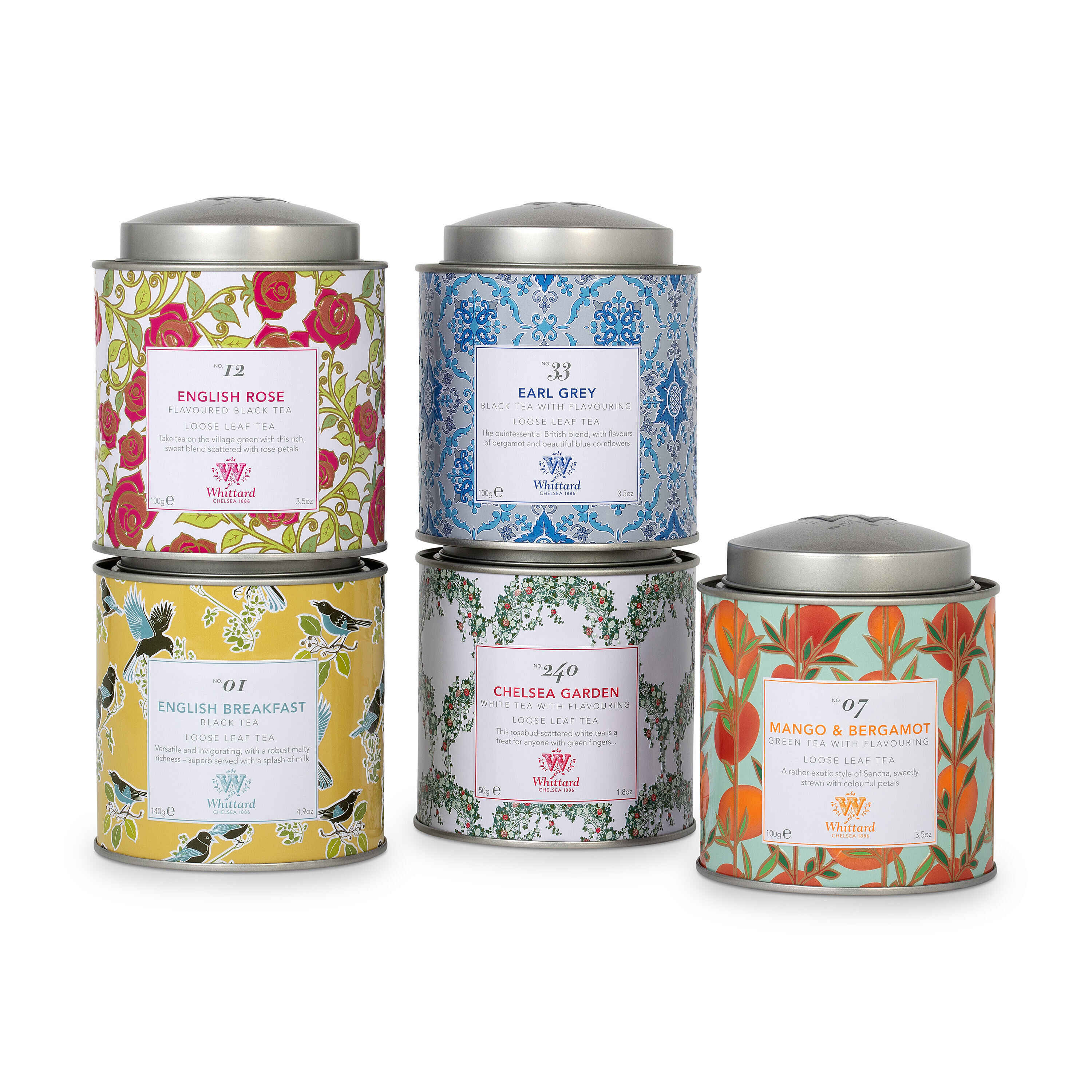 Tea Discoveries Earl Grey loose leaf tea caddy, imported from the UK