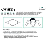 Social Lab Face Masks Triple Layer Reusable 4 Pack, imported from the UK