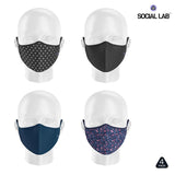 Social Lab Face Masks Triple Layer Reusable 4 Pack, imported from the UK