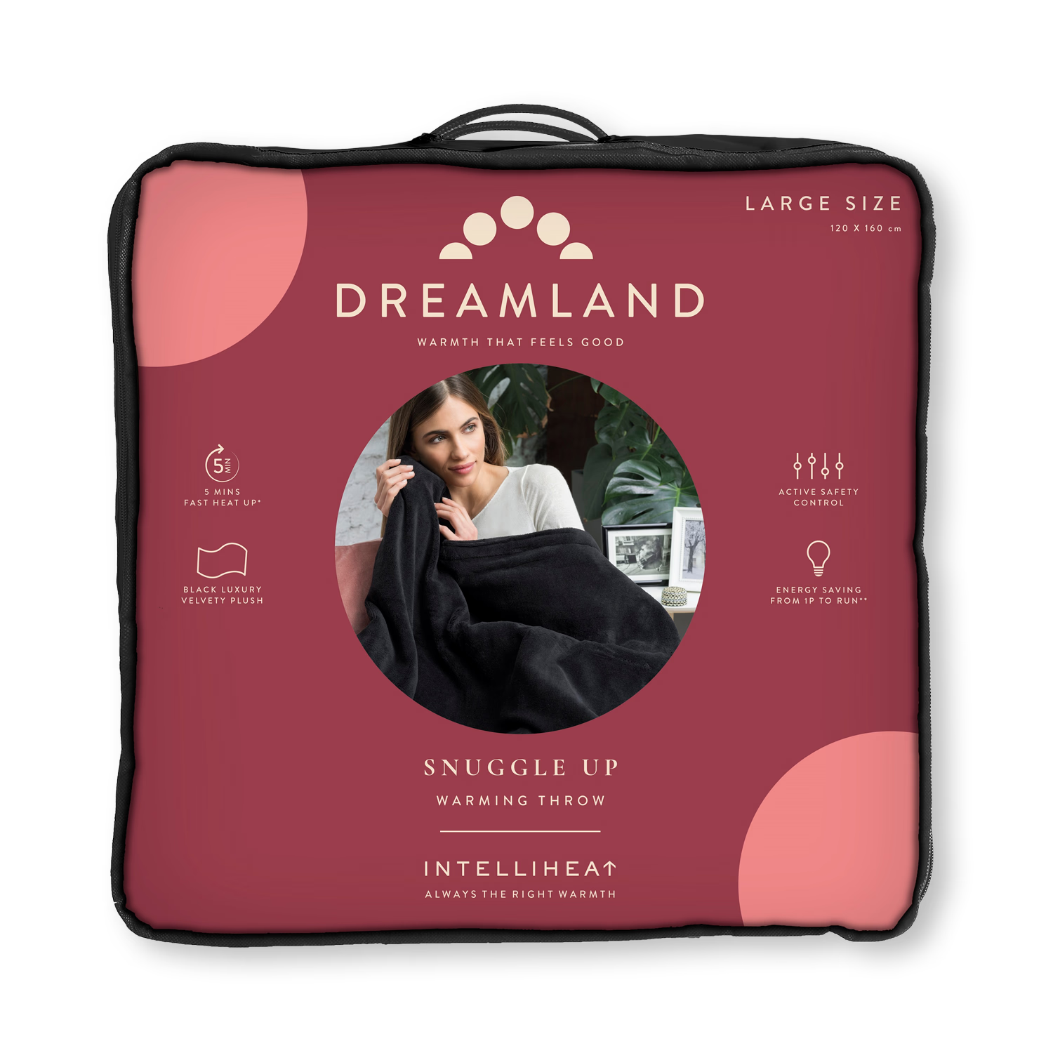 Dreamland SnuggleUp warming throw black 120x160cm (British brand)