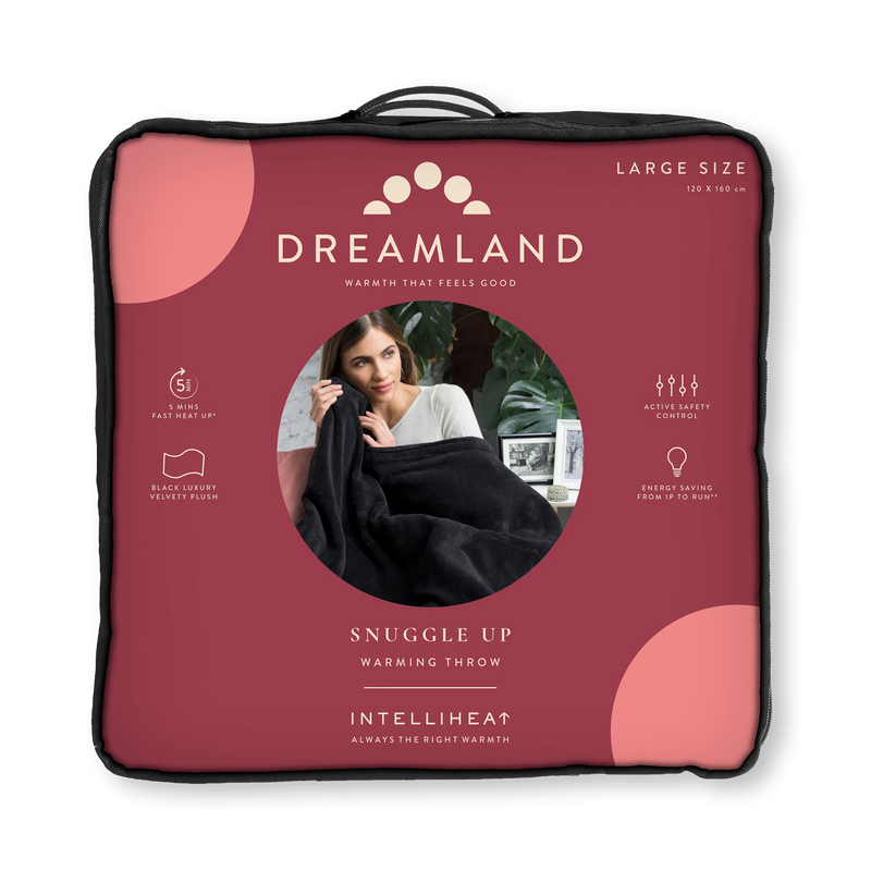 Dreamland SnuggleUp warming throw black 120x160cm (British brand)