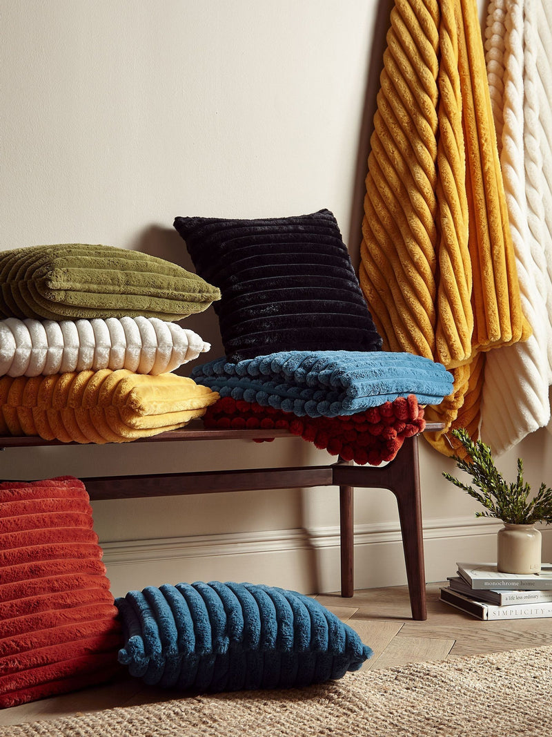 Catherine Lansfield Orange Soft and Cosy Ribbed Faux Fur Throw