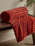 Catherine Lansfield Orange Soft and Cosy Ribbed Faux Fur Throw