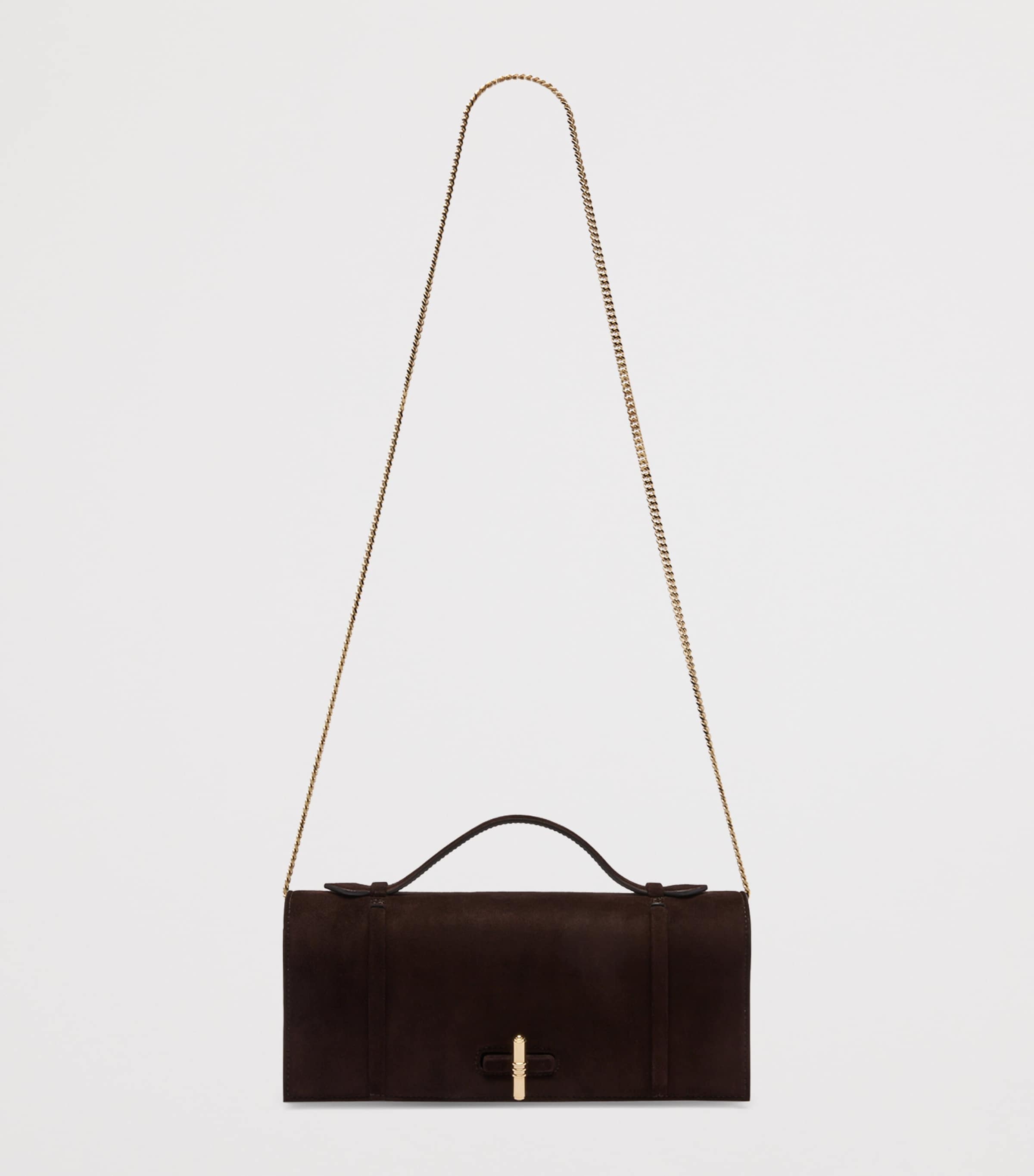 Malone Souliers suede May clutch bag, imported from the UK