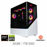 CyberPowerPC gaming desktop AMD Ryzen 7 RTX 5080 white, imported from the UK
