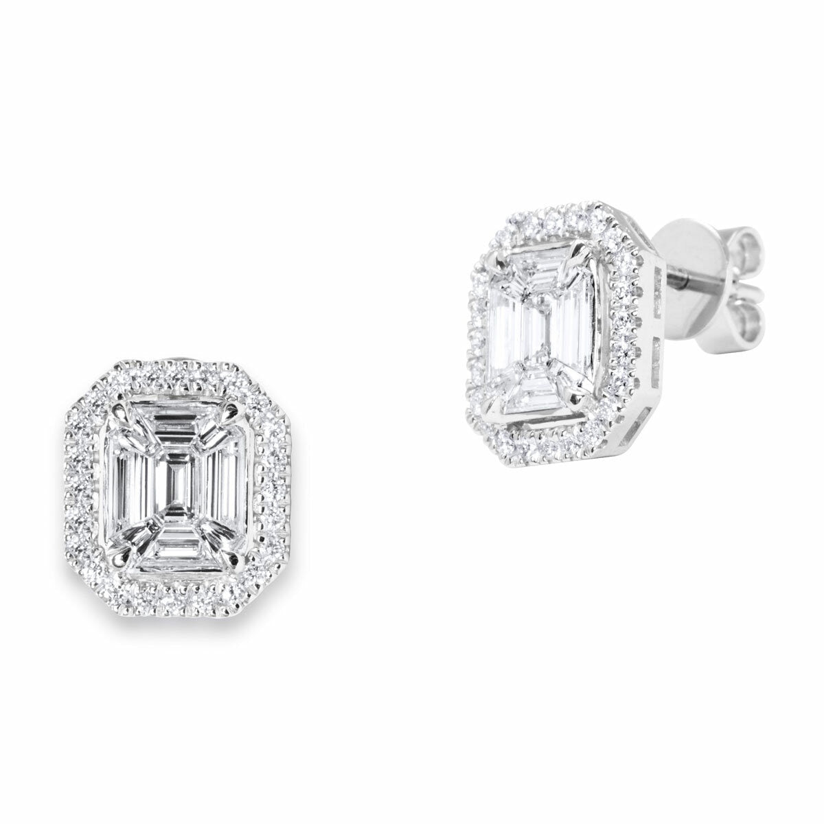 Costco 1ct round brilliant and baguette diamond earrings, UK version
