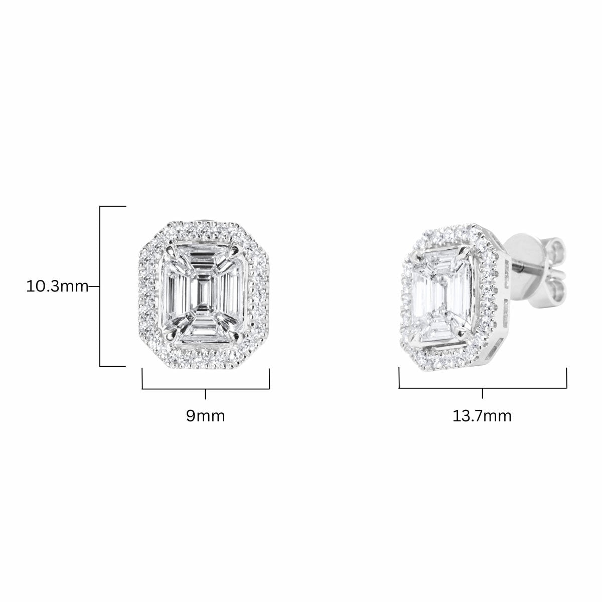 Costco 1ct round brilliant and baguette diamond earrings, UK version