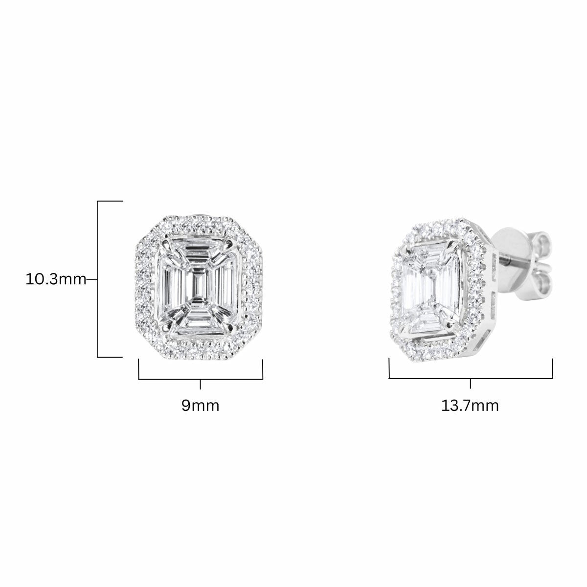 Costco 1ct round brilliant and baguette diamond earrings, UK version