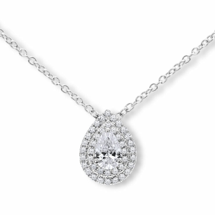 diamond pendant pear and round brilliant cut 0.58ctw, UK version