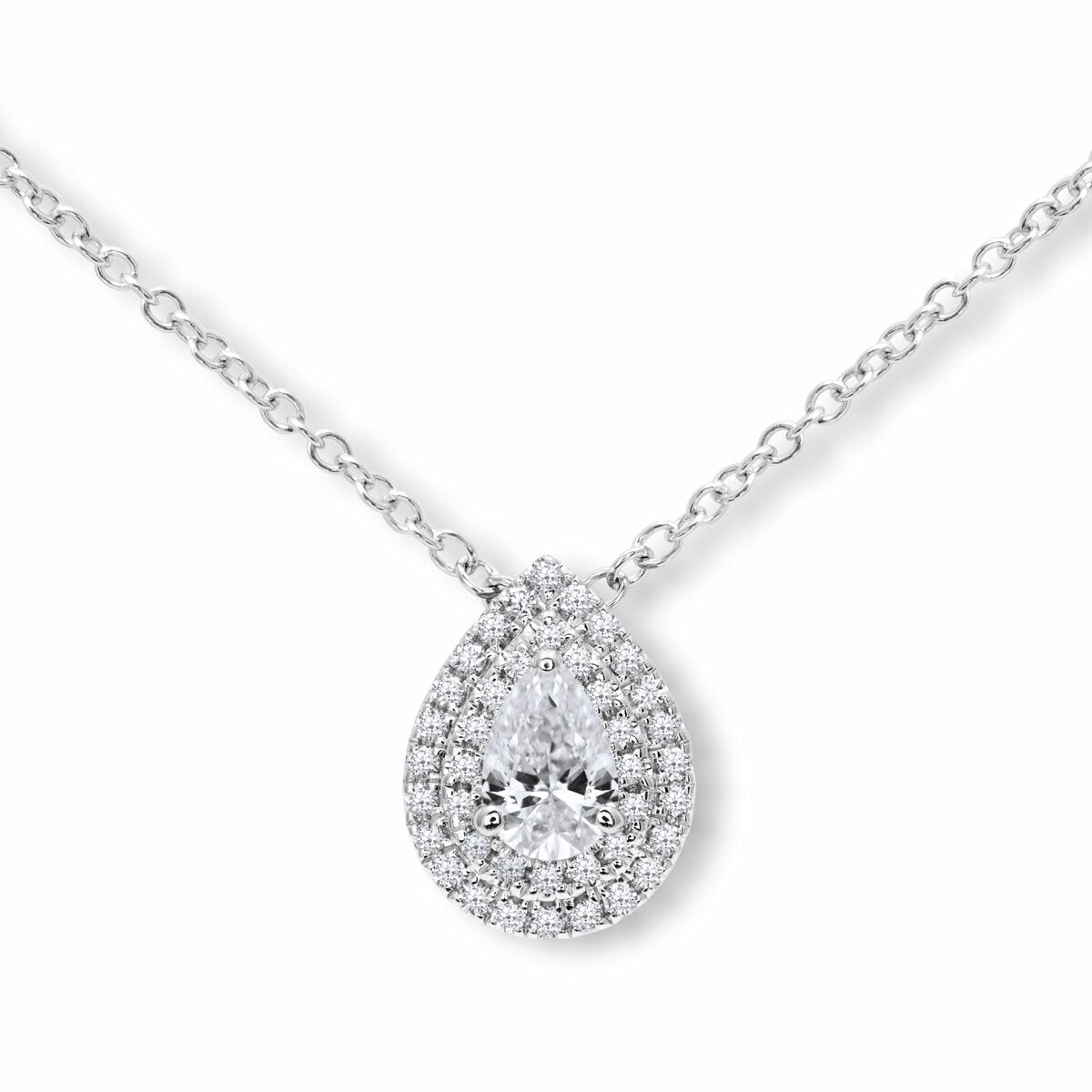 diamond pendant pear and round brilliant cut 0.58ctw, UK version
