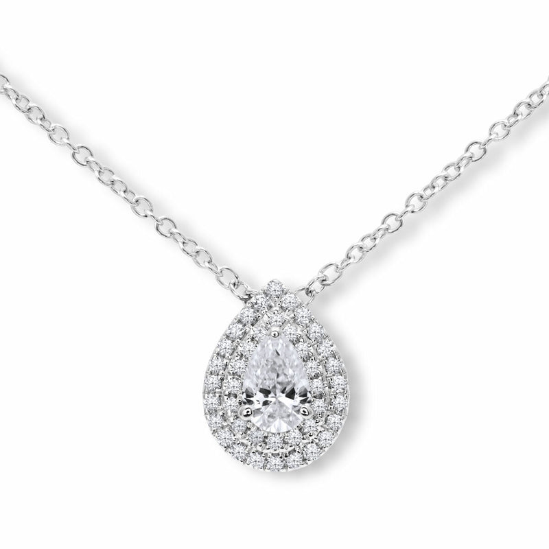 diamond pendant pear and round brilliant cut 0.58ctw, UK version