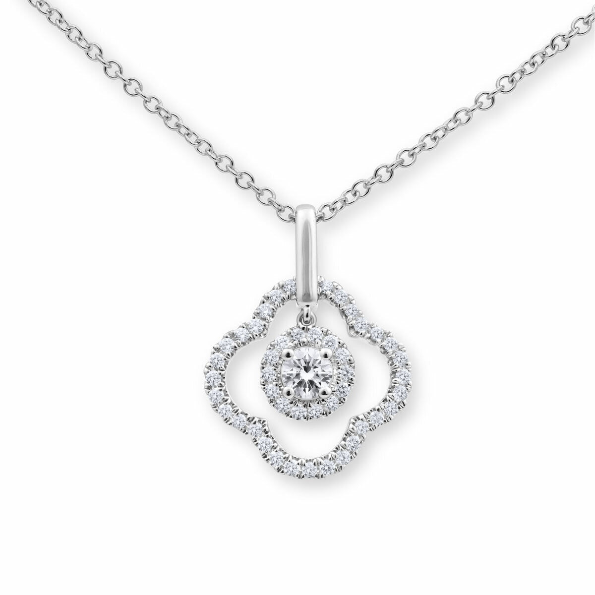 Costco round brilliant diamond pendant 0.38ct 18ct white gold, imported from the UK