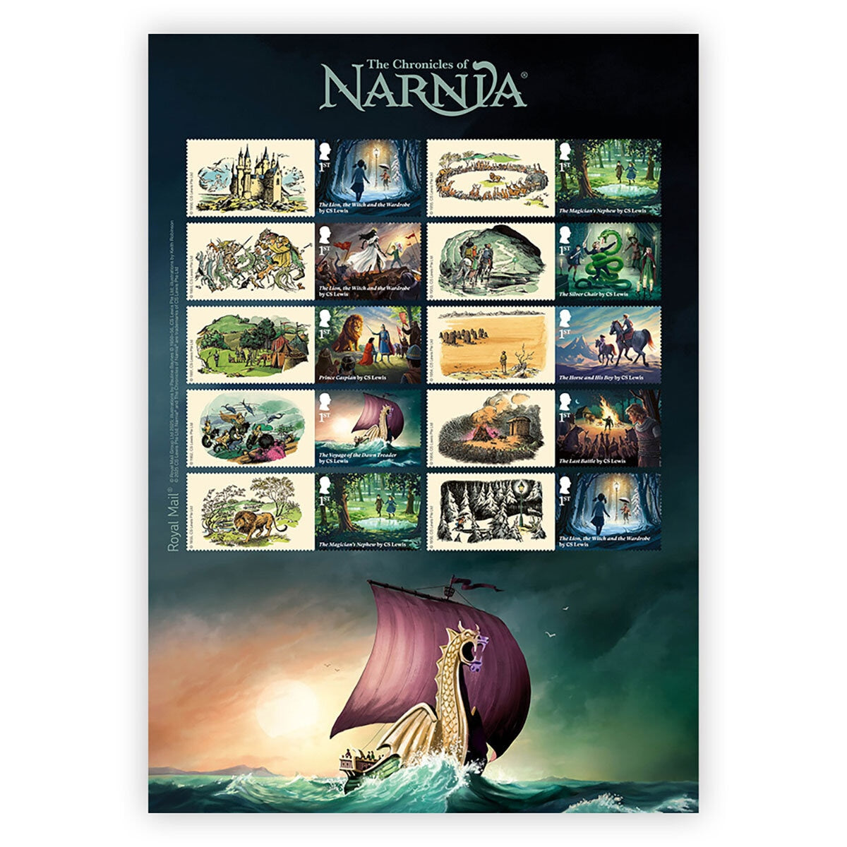 Royal Mail Chronicles of Narnia framed stamp collector sheet, British brand