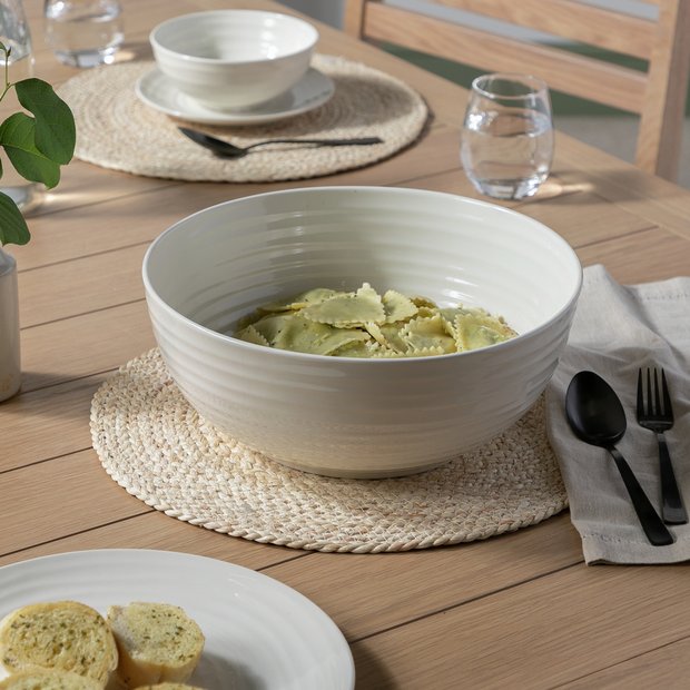 Habitat ripple stoneware serving bowl in cream (British brand)