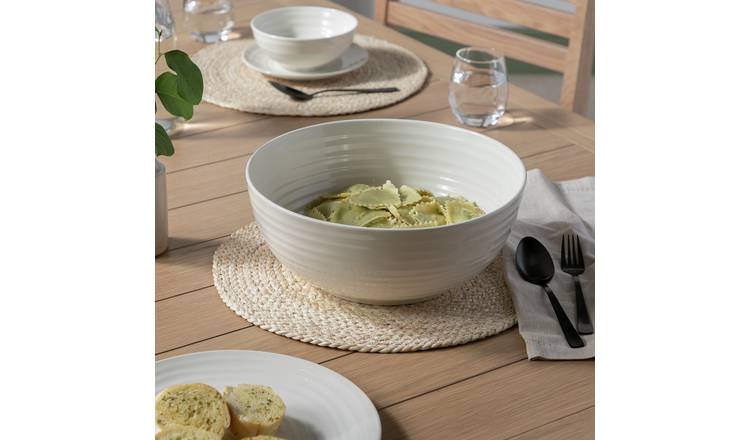 Habitat ripple stoneware serving bowl in cream (British brand)