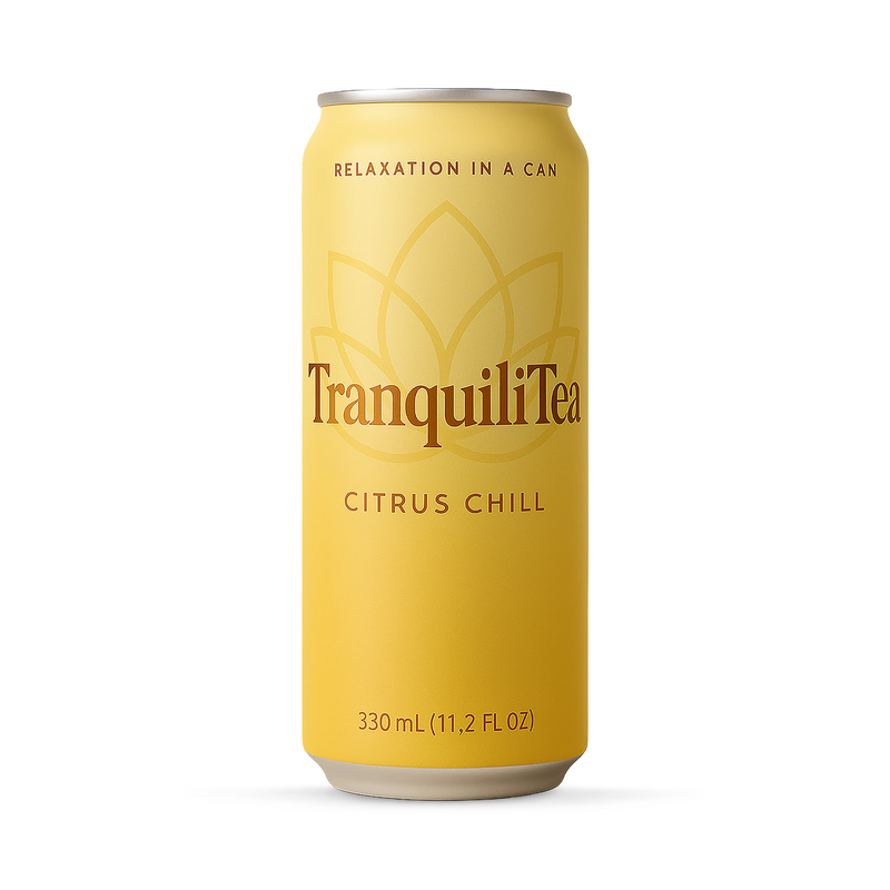 TranquiliTea Citrus Chill functional drink 330ml 12 pack, imported from the UK
