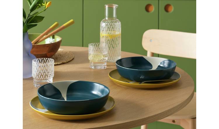 Habitat x Scion Lohko blue stoneware pasta bowls set 4 piece, UK version