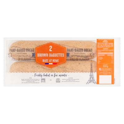 ASDA Bake at Home Brown Baguettes with Linseeds Part Baked 300g- Buy online at McGrocer