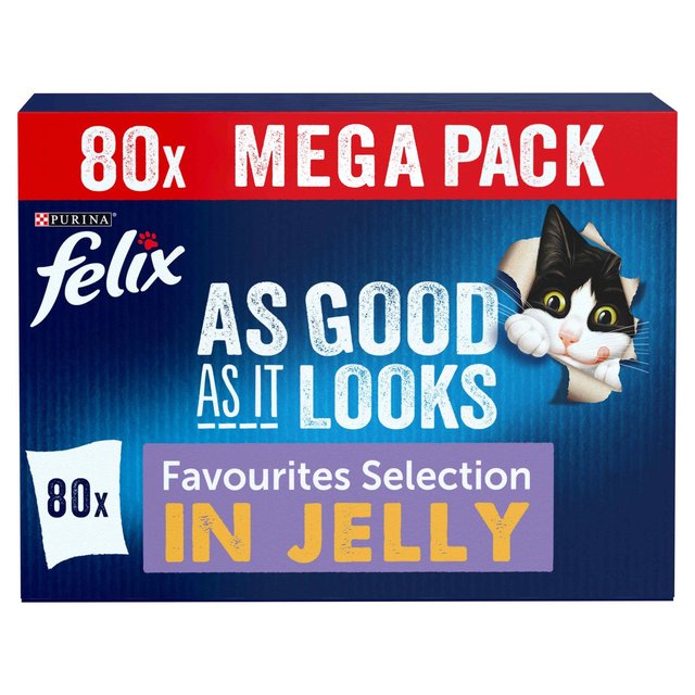 Felix As Good As it Looks Mixed Selection in Jelly Wet Cat Food    80 x 100g GOODS M&S   