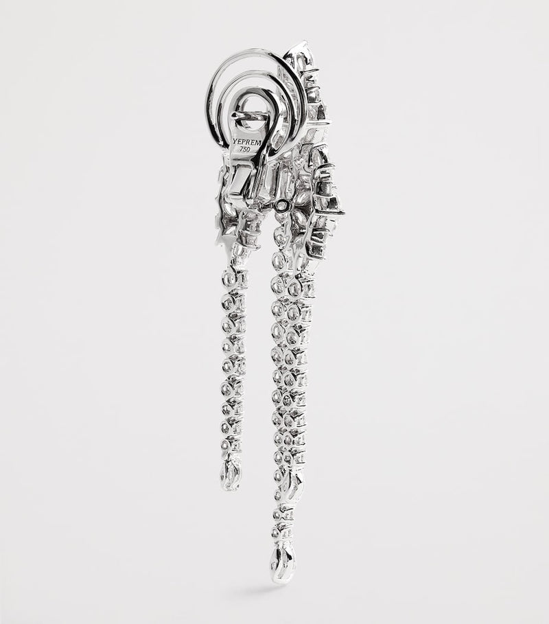 Yeprem white gold and diamond drop earrings (British brand)