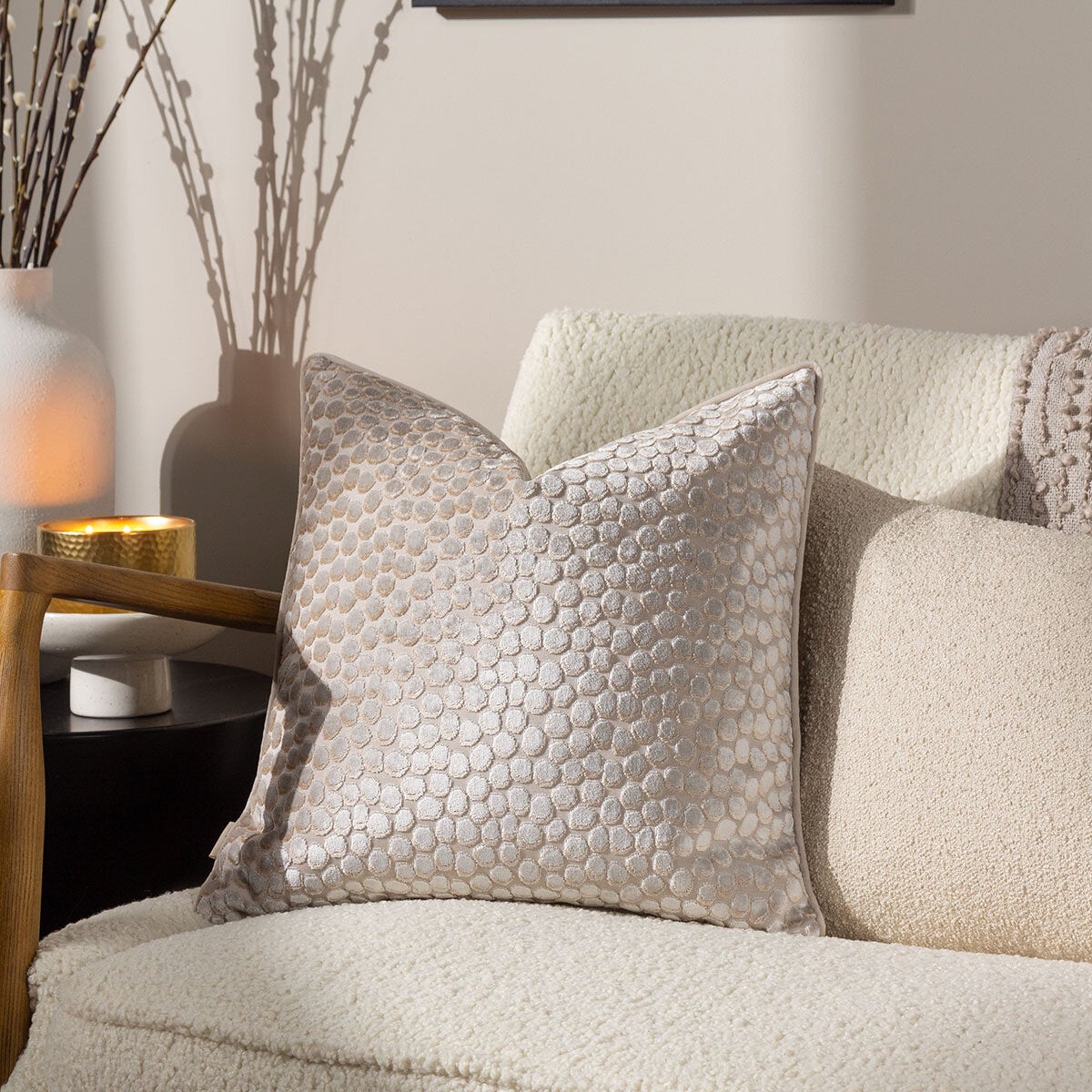 Furn Lanzo Velvet Feather Fill Cushion 2 Pack in 3 Colours, 45 x 45 cm