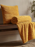 Catherine Lansfield Yellow Soft and Cosy Ribbed Faux Fur Throw