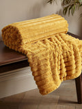 Catherine Lansfield Yellow Soft and Cosy Ribbed Faux Fur Throw