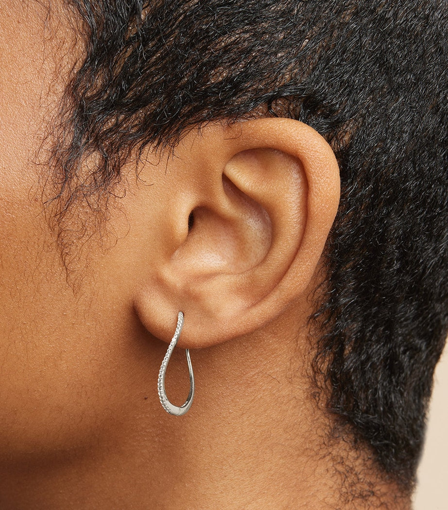 Astrid & Miyu white gold white topaz infinity hoop earrings (British brand)